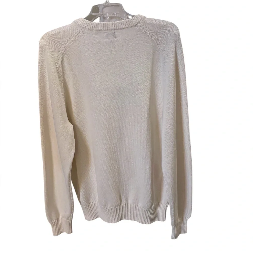 J. Crew Heritage Cotton Crewneck Sweater in Ivory Size L. NWOT